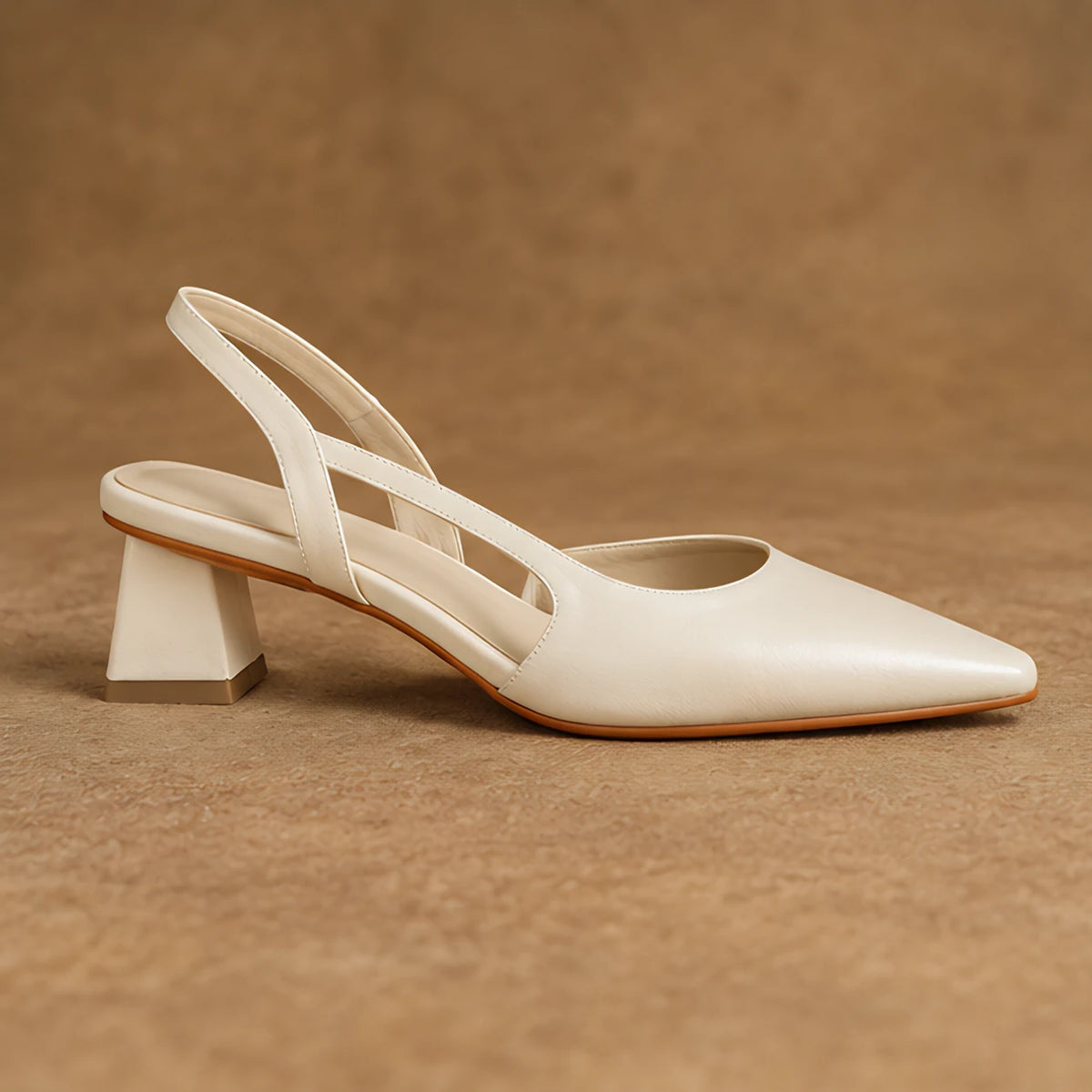 Leonette Women's Low Block-Heel Slingback Pumps - Cream - Shoes - Hendlys - Image 3