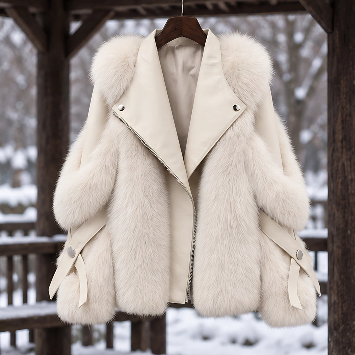 Letitia Women's Oversized Fur Winter Coat - White - Women's Clothing > Outerwear > Winter Coats - Hendlys - Image 3