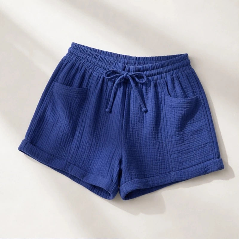 Liora Drawstring Gauze Shorts - Royal Blue - gauze shorts - Hendlys - Image 3