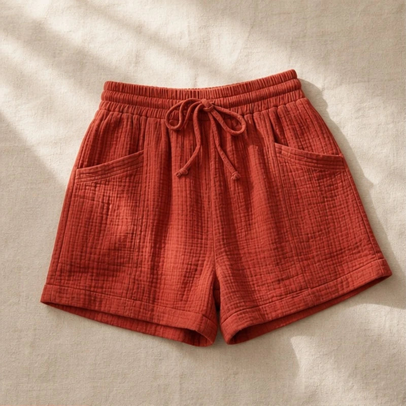 Liora Drawstring Gauze Shorts - Terracotta - gauze shorts - Hendlys - Image 3