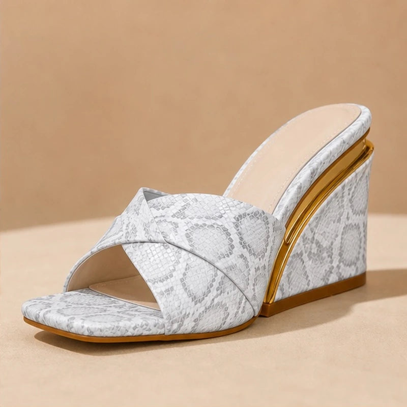 Liviana Open-Toe Wedge Heels - Gray - open-toe heels - Hendlys - Image 4