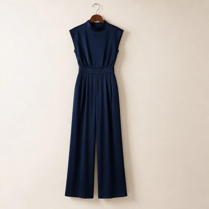 Loredana High-Neck Sleeveless Wide-Leg Jumpsuit - Navy - female - Hendlys - Image 4
