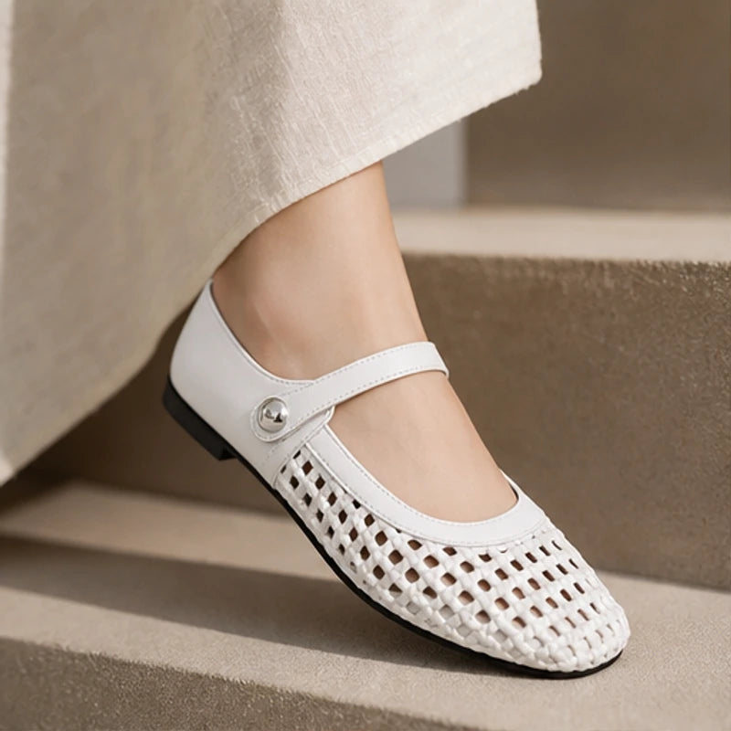 Lorissa Orthopedic Mule Flats - White - leather flats - Hendlys - Image 3