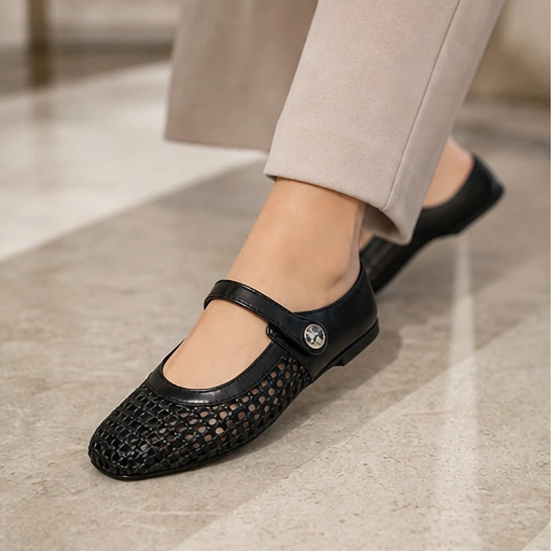Lorissa Orthopedic Mule Flats - Black - leather flats - Hendlys - Image 3
