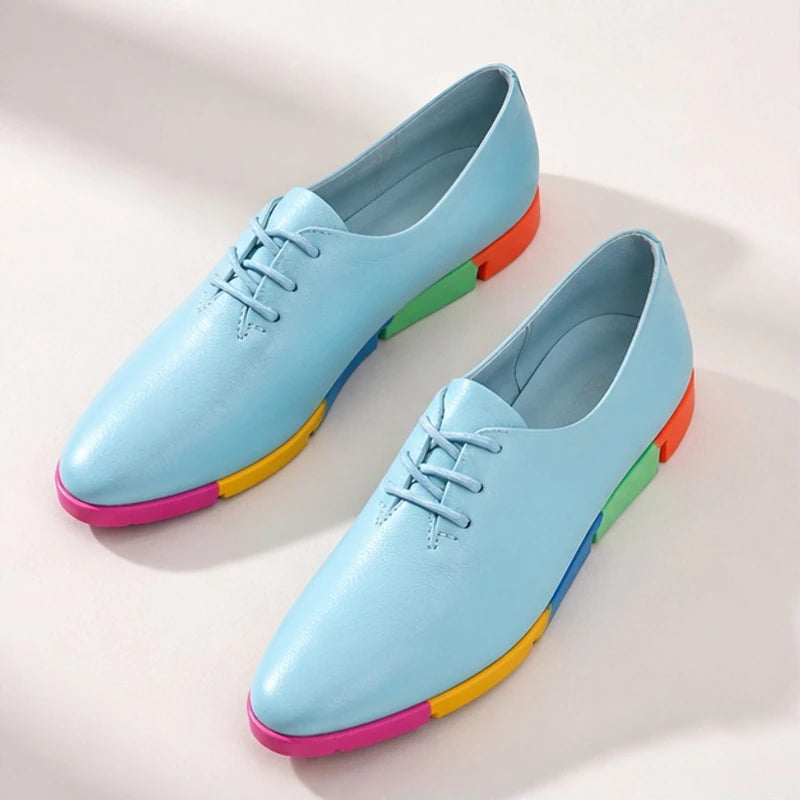 Luminelle Low-Top Rainbow Sneakers - Blue - platform heels - Hendlys - Image 3