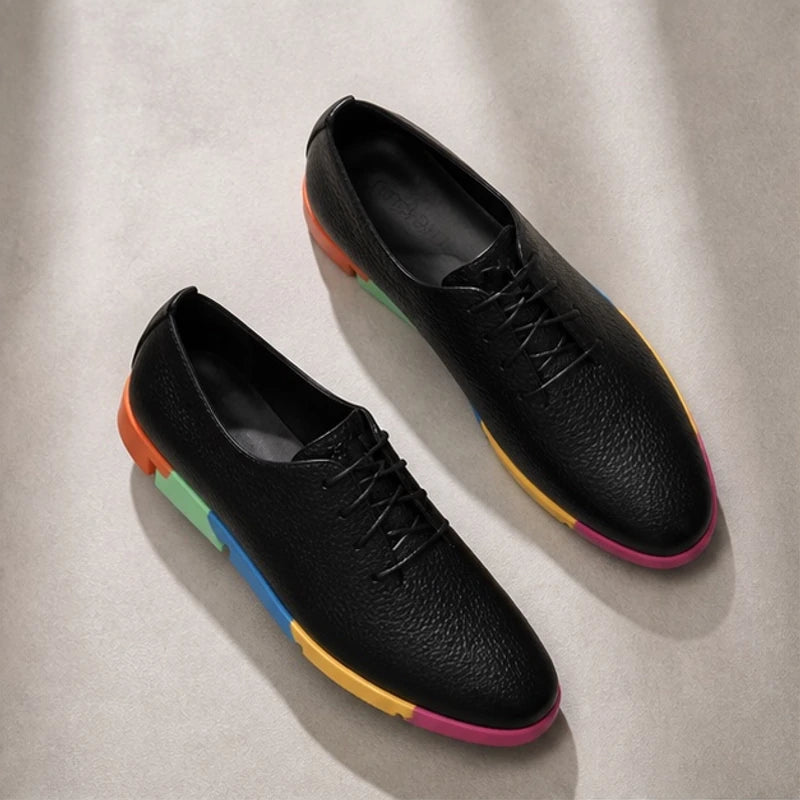 Luminelle Low-Top Rainbow Sneakers - Black - platform heels - Hendlys - Image 3