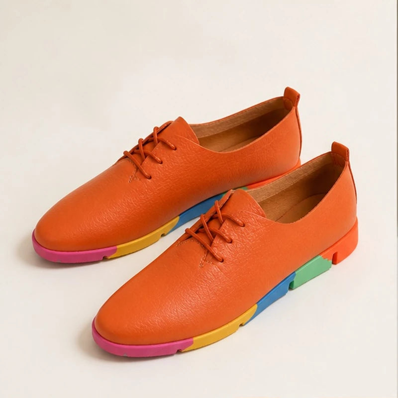 Luminelle Low-Top Rainbow Sneakers - Orange - platform heels - Hendlys - Image 3