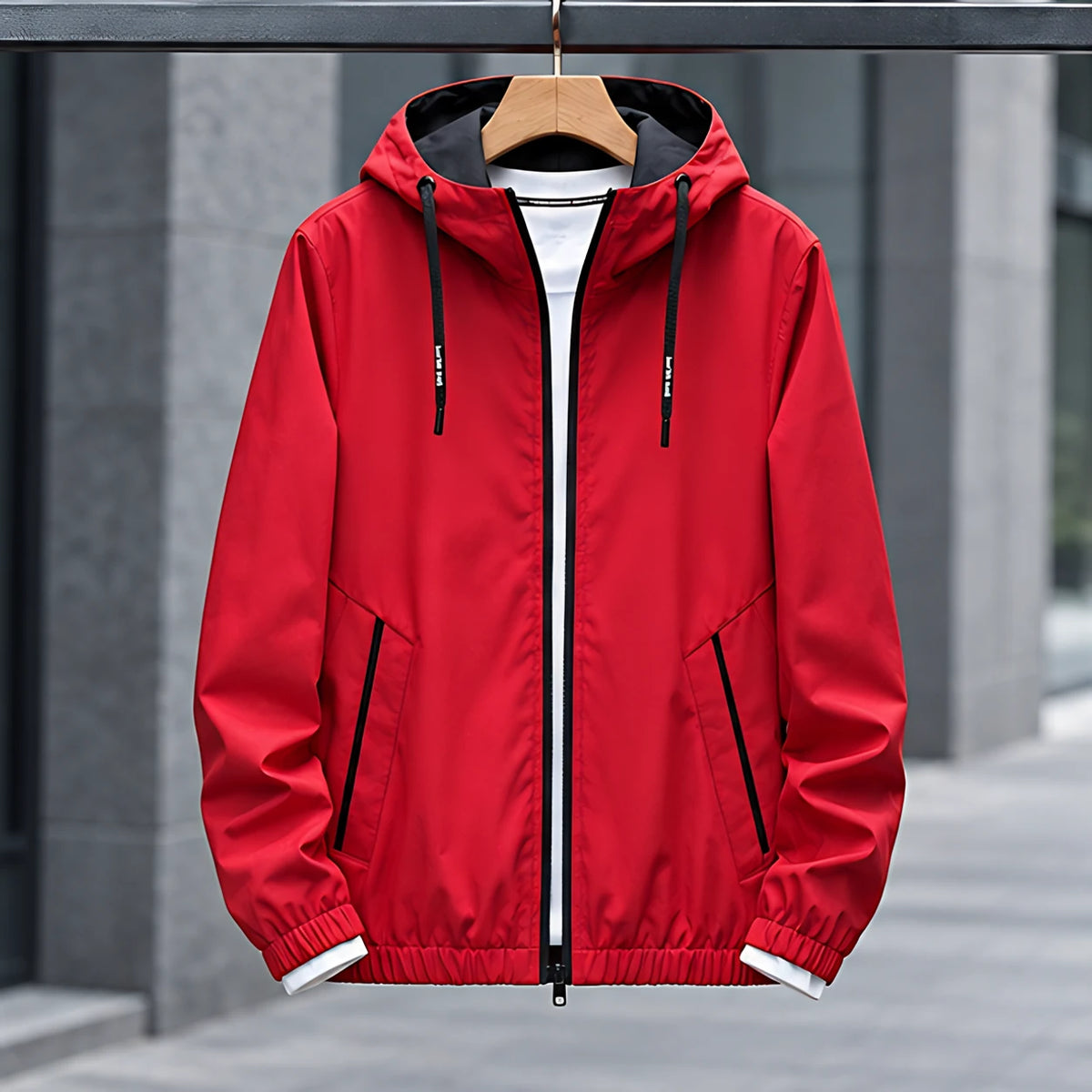 Malvern Men's Lightweight Technical Hooded Windbreaker Jacket - Red - discount-eligible - Hendlys - Image 2