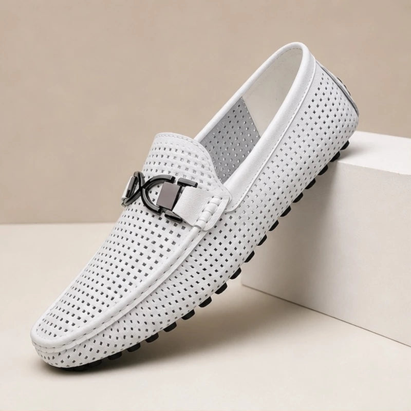Marcel Classic Leather Loafer - Pure White - Shoes - Hendlys - Image 1