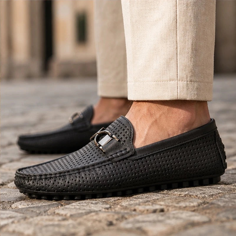 Marcel Classic Leather Loafer - Onyx Black - cushioned footbed - Hendlys - Image 6