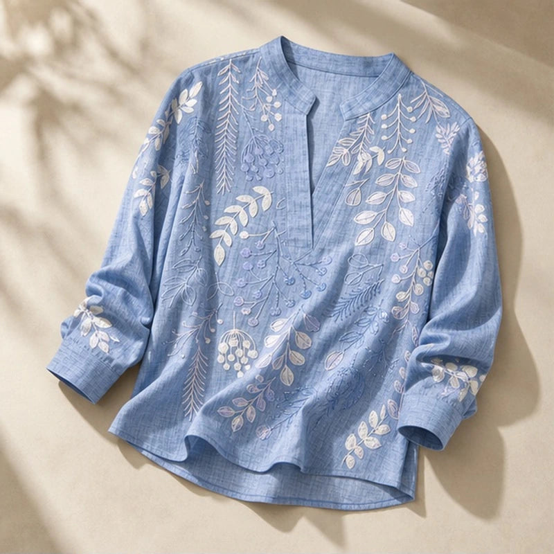 Marielle Pastel Floral Blouse - Blue - floral blouse - Hendlys - Image 3