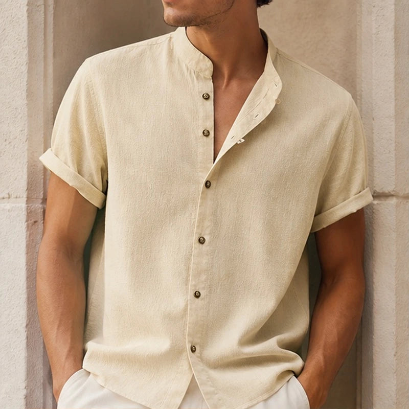 Marlow Lightweight Linen Shirt - Sand - Shirt - Hendlys - Image 1