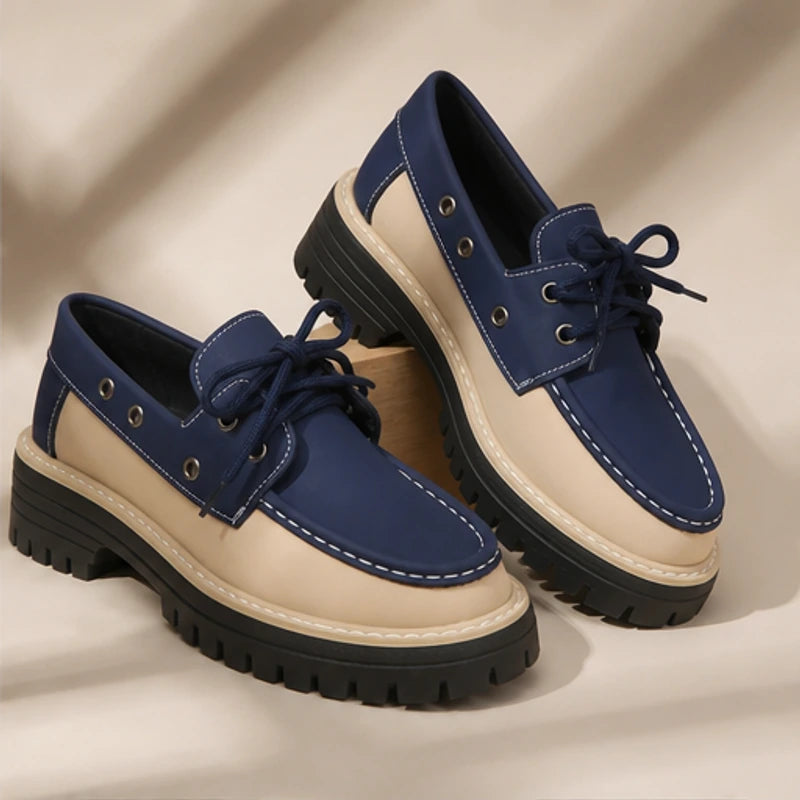 Marlow Platform Deck Loafer - Navy Blue - Loafers - Hendlys - Image 1