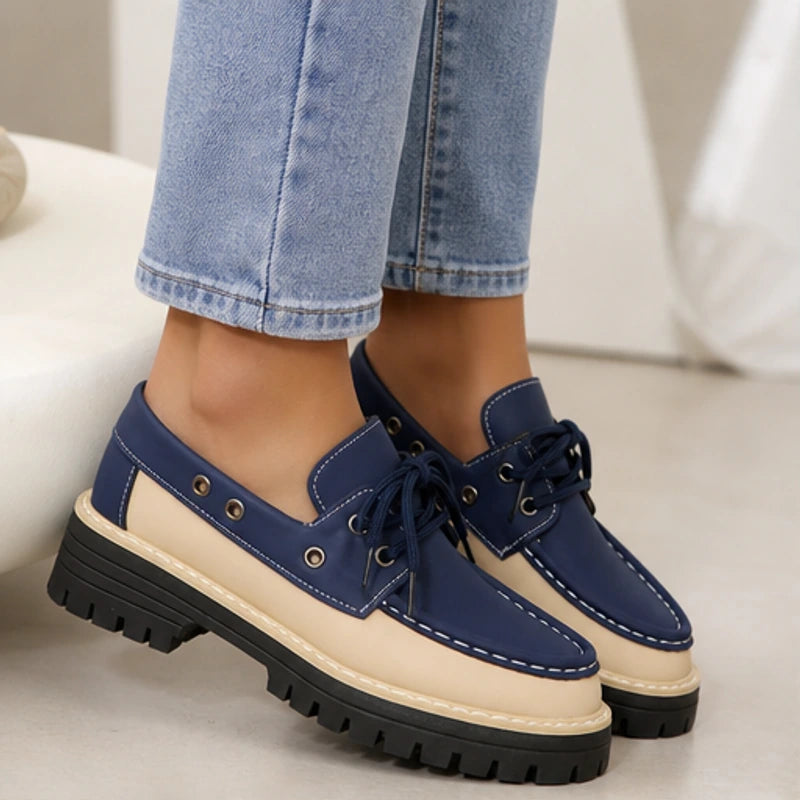 Marlow Platform Deck Loafer - Navy Blue - vegan leather - Hendlys - Image 3