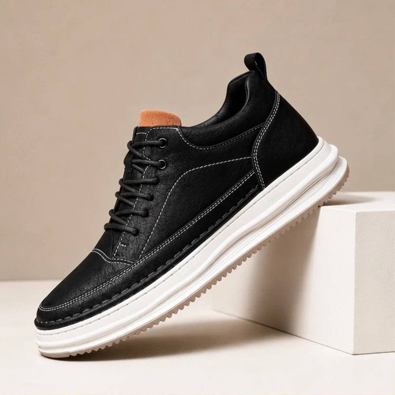 Marlow Textured Leather Sneaker - Black - Sneakers - Hendlys - Image 1
