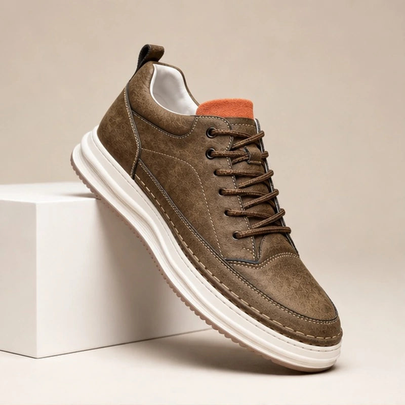 Marlow Textured Leather Sneaker - Khaki - Sneakers - Hendlys - Image 1