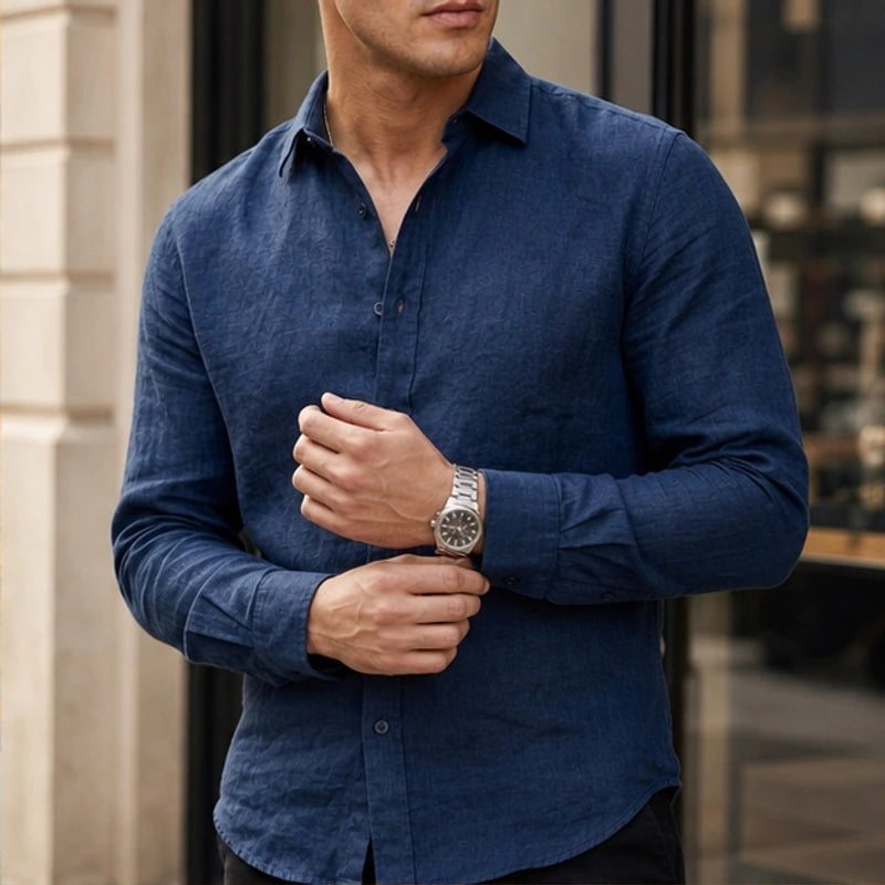 Martinique Linen Button-Up Shirt - Midnight Navy - Shirt - Hendlys - Image 1