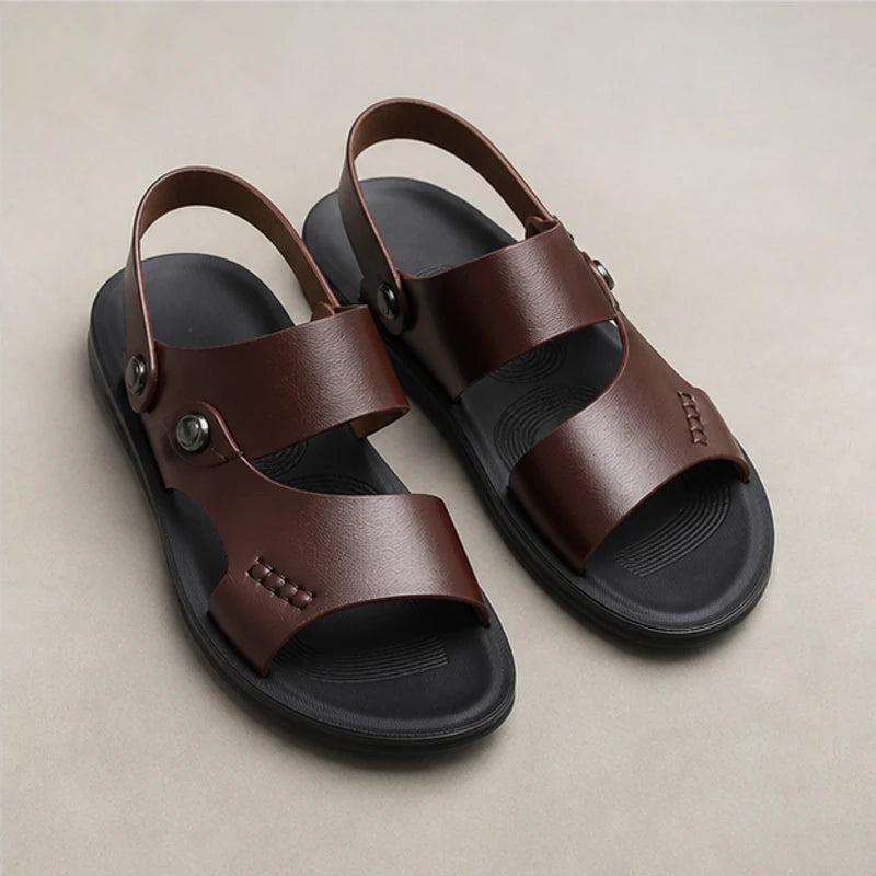 Marwood Leather Sandals - Brown - Sandals - Hendlys - Image 1