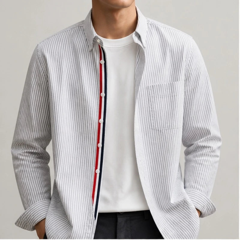 Montel Tailored Linen Oxford Shirt - Gray - men's shirts - Hendlys - Image 2