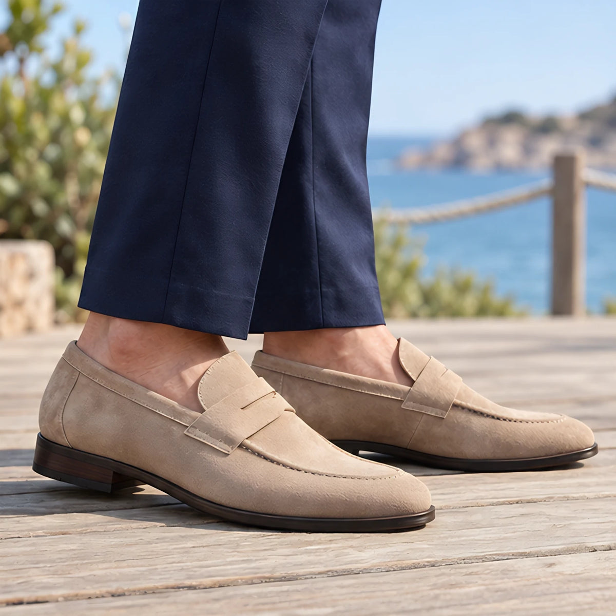 Moretti Men's Suede Penny Loafers - Beige - Catalog Group: Footwear - Hendlys - Image 2