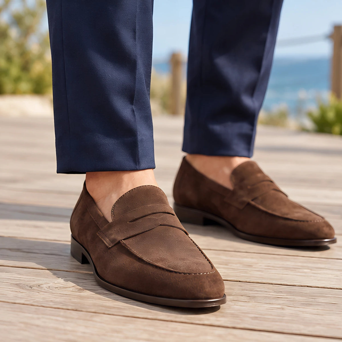 Moretti Men's Suede Penny Loafers - Brown - Men's Footwear > Loafers > Penny Loafers - Hendlys - Image 1
