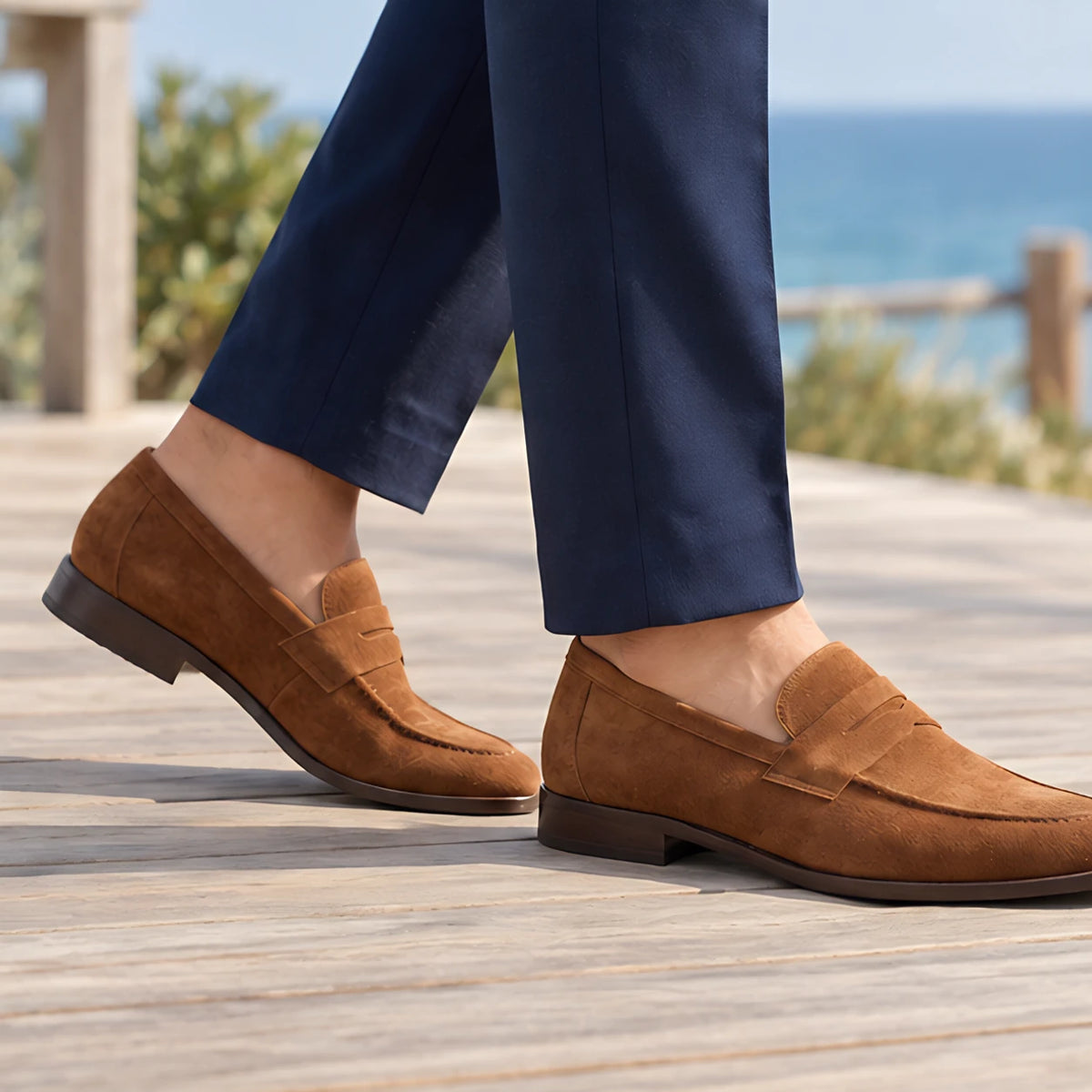 Moretti Men's Suede Penny Loafers - Tan - Catalog Group: Footwear - Hendlys - Image 2