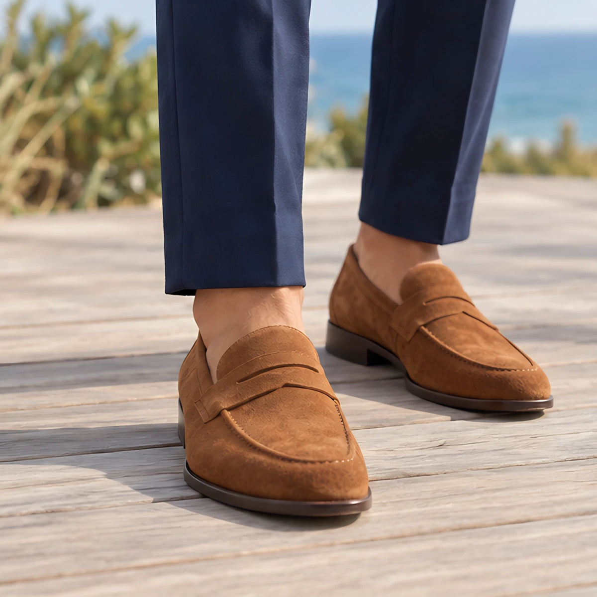 Moretti Men's Suede Penny Loafers - Tan - Men's Footwear > Loafers > Penny Loafers - Hendlys - Image 1