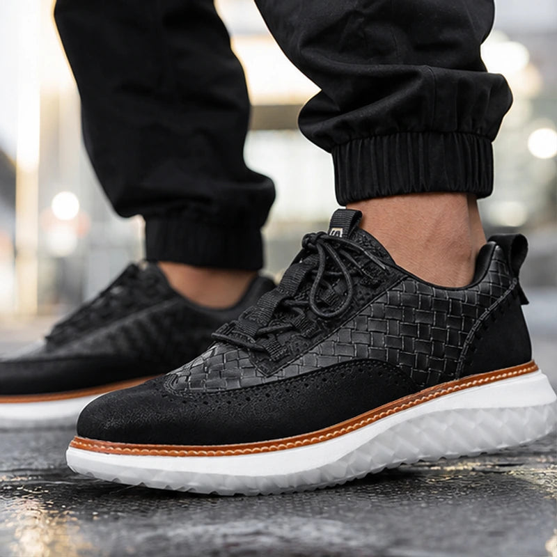 Hampton Leather Sneakers - Black - wingtip sneakers - Hendlys - Image 4