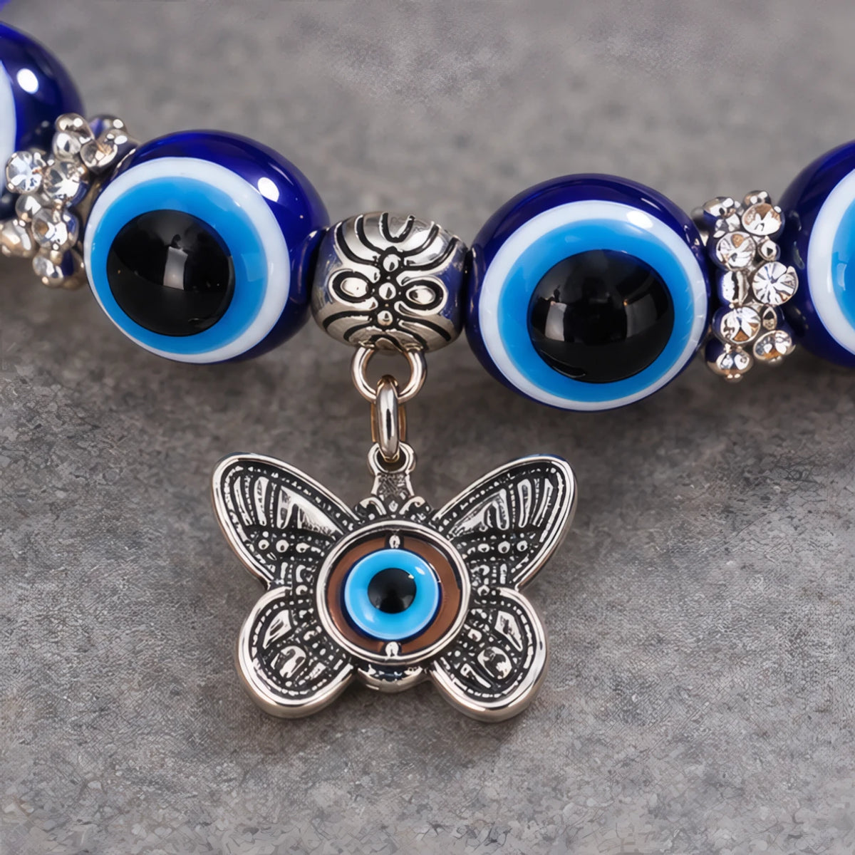 Nerola Evil Eye Beaded Stretch Anklet with Charm - Butterfly - jewelry - Hendlys - Image 3