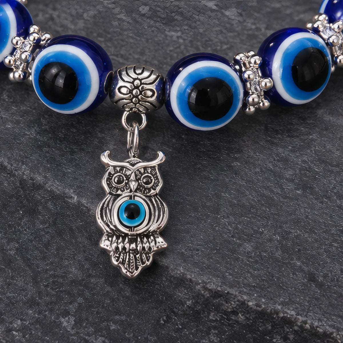 Nerola Evil Eye Beaded Stretch Anklet with Charm - Owl - jewelry - Hendlys - Image 3