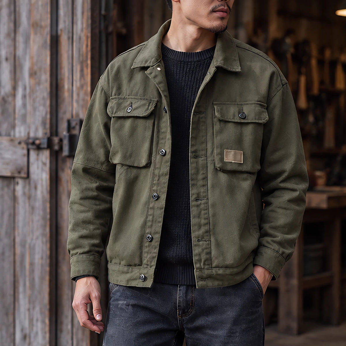 Nevin Men's Utility Field Jacket - Army Green - Men's Clothing > Outerwear > Field Jackets - Hendlys - Image 1