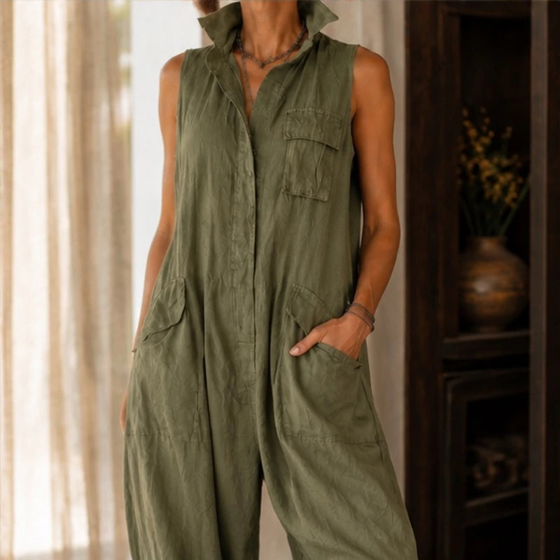 Nola Cropped Wide-Leg Jumpsuit - Green - Catalog Group: Clothing - Hendlys - Image 2