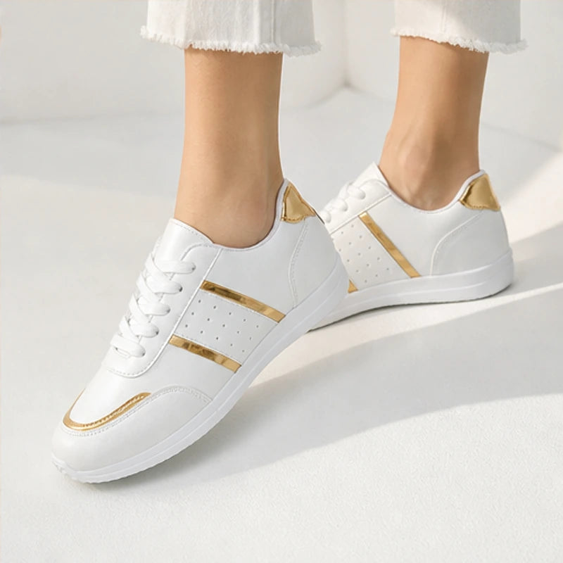Nova Metallic Orthopedic Comfort Sneaker - White - vegan leather - Hendlys - Image 4