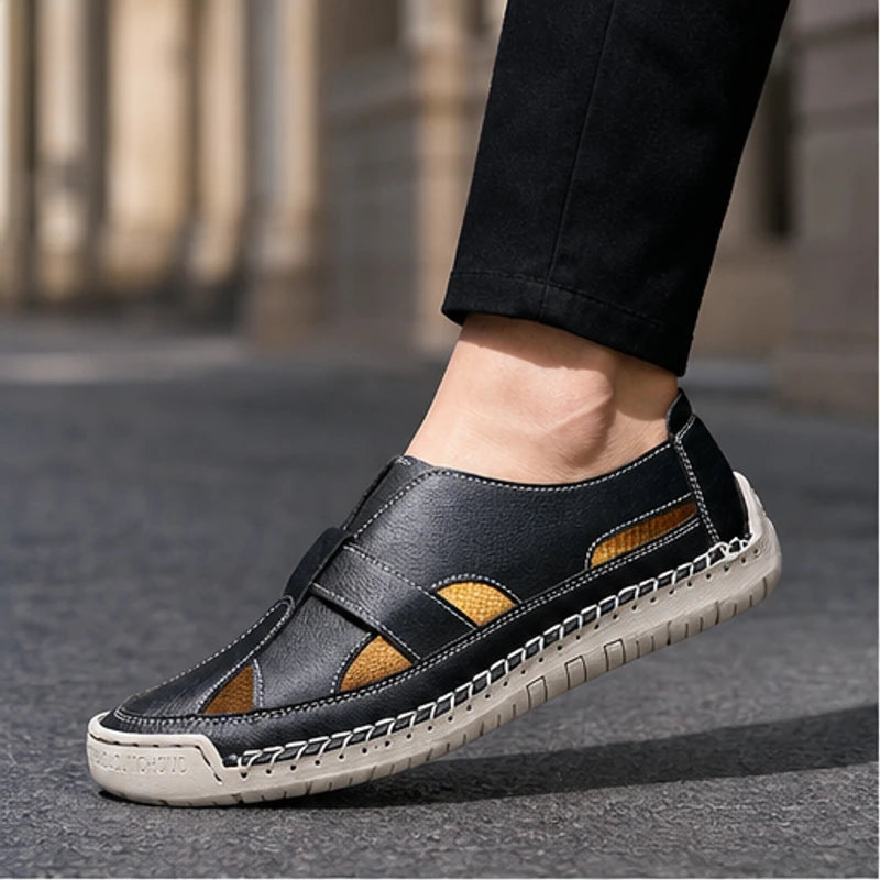 Brexton Vented Leather Loafer - Black - men's loafers - Hendlys - Image 3