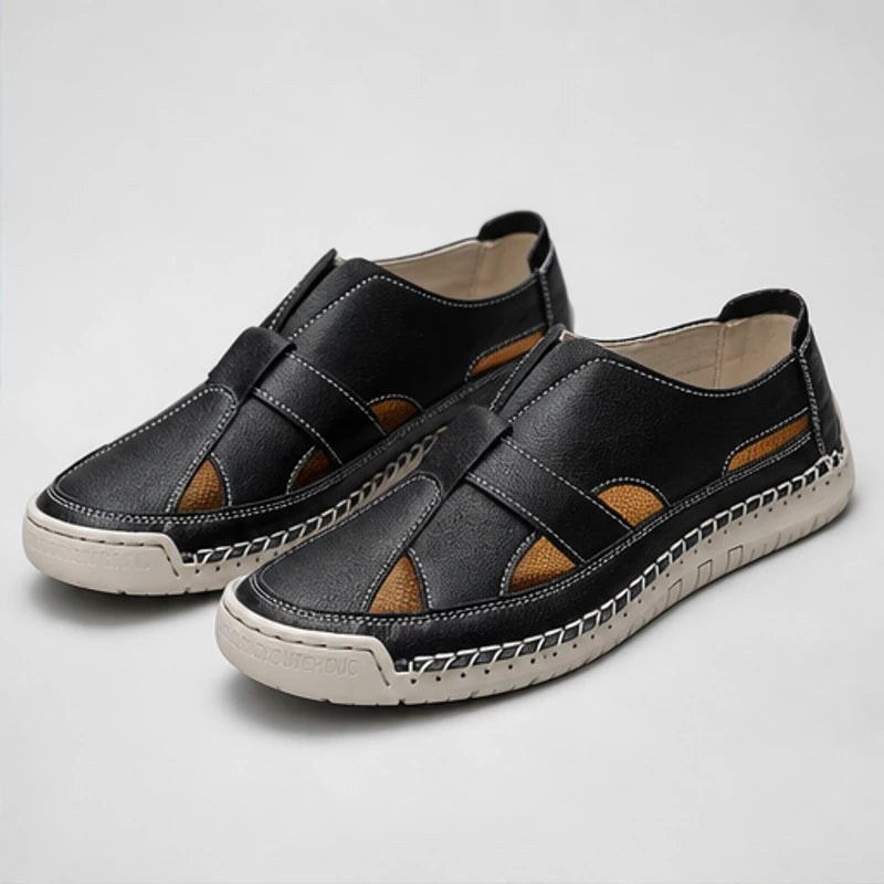 Brexton Vented Leather Loafer - Black - leather loafers - Hendlys - Image 4