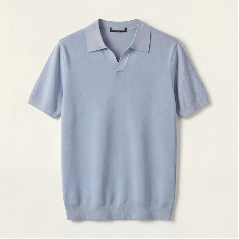 San Sebastian Knit Polo Shirt - Blue - men's polo - Hendlys - Image 1