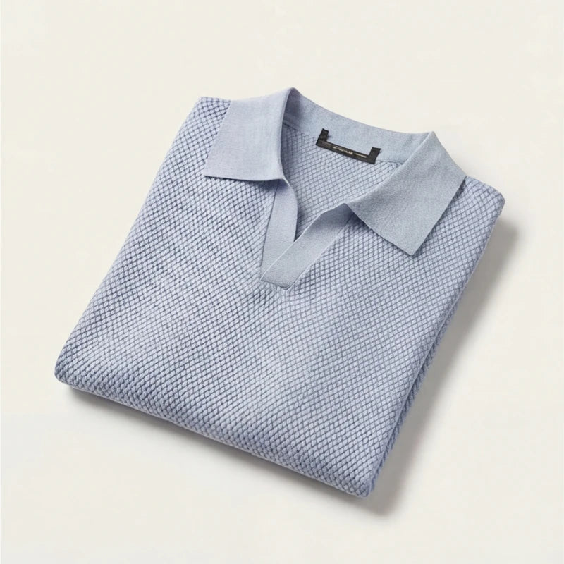 San Sebastian Knit Polo Shirt - Blue - men's polo - Hendlys - Image 2