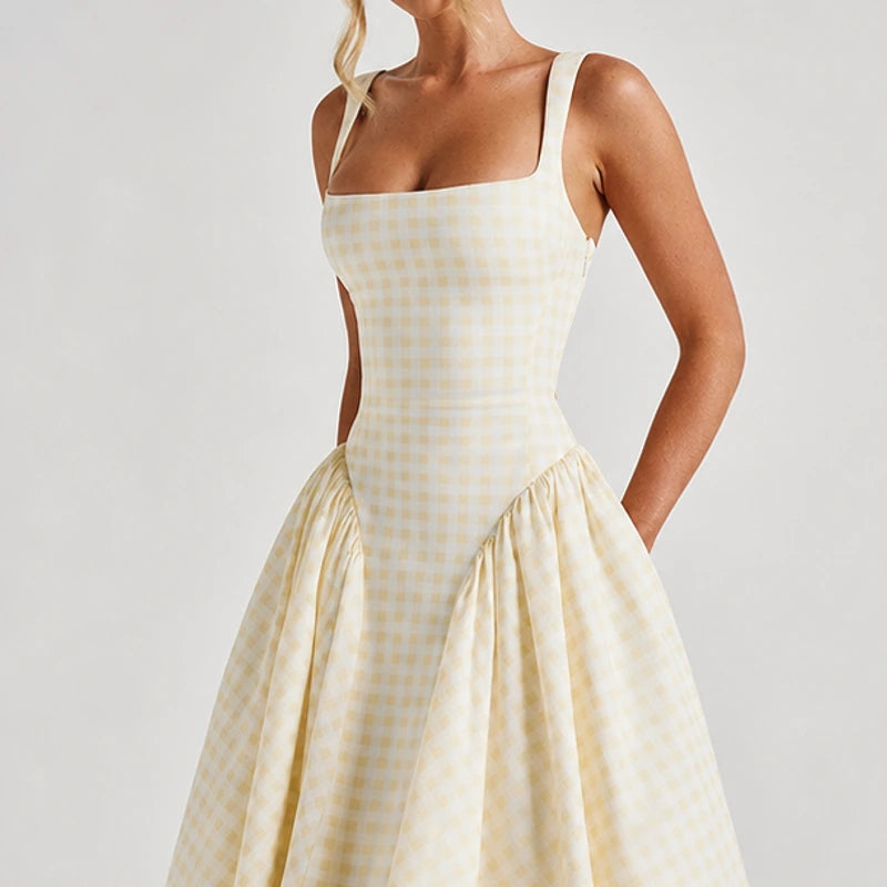 Kelly Holme Plaid Dress - Yellow - women's dress - Hendlys - Image 2