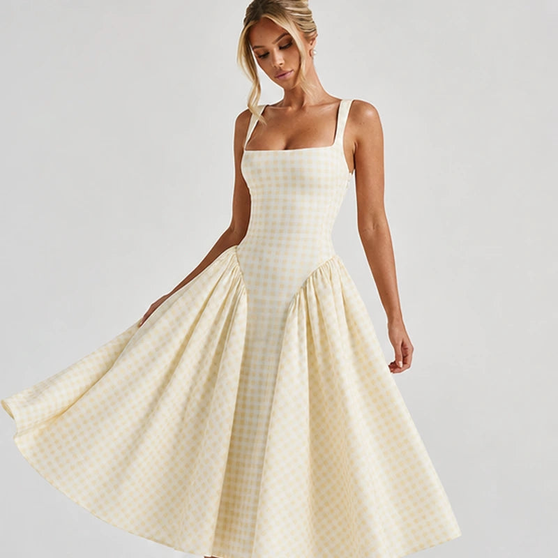 Kelly Holme Plaid Dress - Yellow - Dress - Hendlys - Image 1