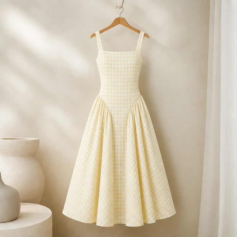 Kelly Holme Plaid Dress - Yellow - a-line dress - Hendlys - Image 5