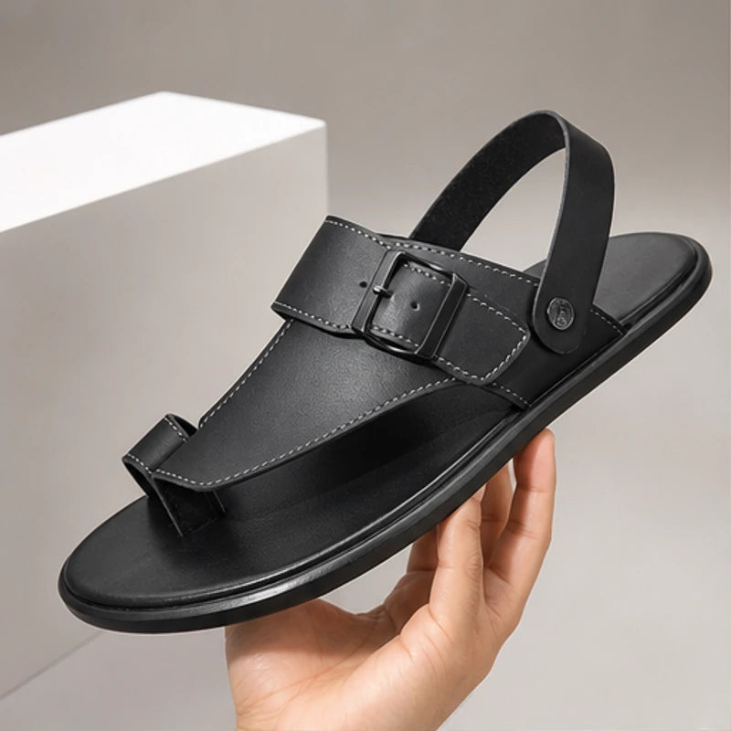 Cove Ridge Leather Sandal - Black - Sandals - Hendlys - Image 1