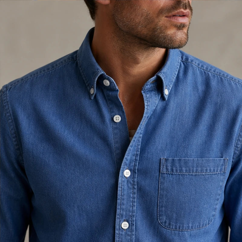 Henderson Cotton Oxford Shirt - Indigo - everyday shirt - Hendlys - Image 8