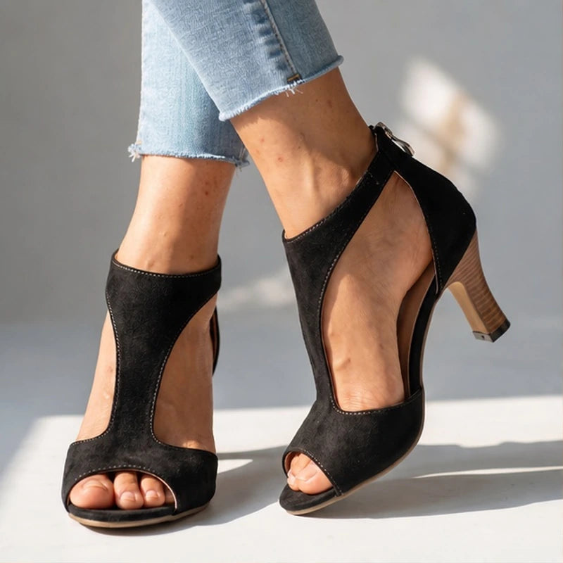 Odette T-Strap Heels - Black - women's heels - Hendlys - Image 2