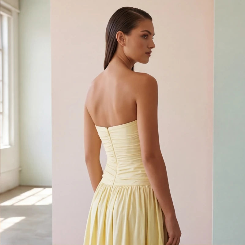 Grazania Strapless Dress - Yellow - maxi dress - Hendlys - Image 4