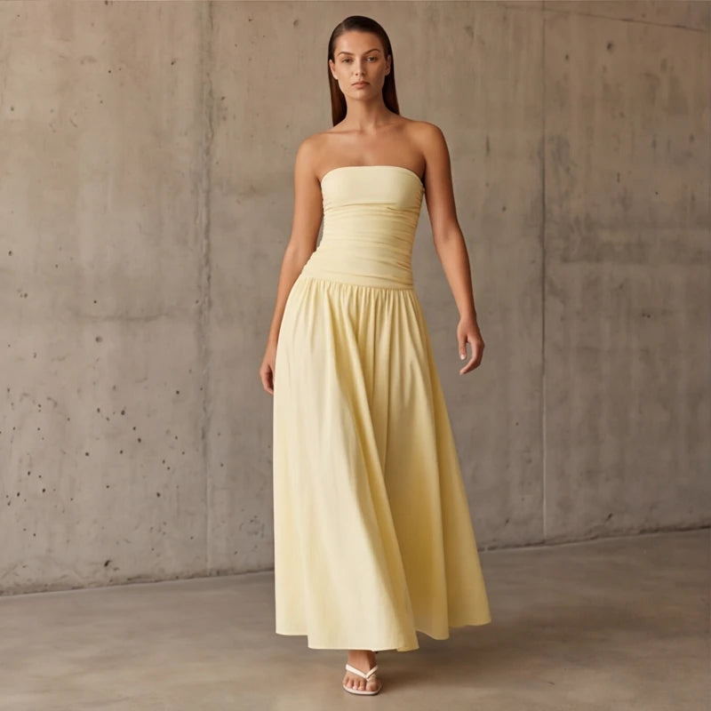 Grazania Strapless Dress - Yellow - women's dress - Hendlys - Image 1