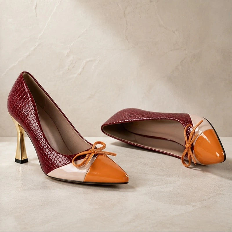 Orlaya Pointed Court Shoes - Claret - Women's Footwear > Heels > Pointed-Toe Pumps - Hendlys - Image 1