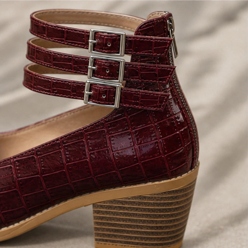 Orthinia Croc Heels - Burgundy - croc heels - Hendlys - Image 3