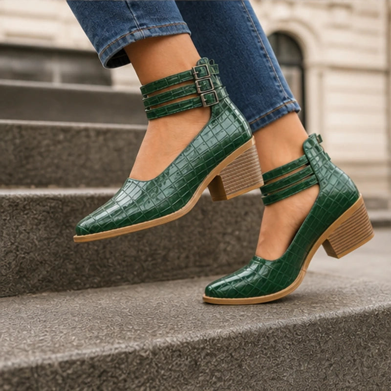 Orthinia Croc Heels - Emerald Green - women's heels - Hendlys - Image 2