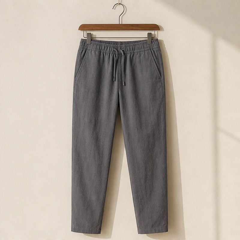 Pablo Lightweight Linen Trousers - Gray - relaxed fit - Hendlys - Image 5