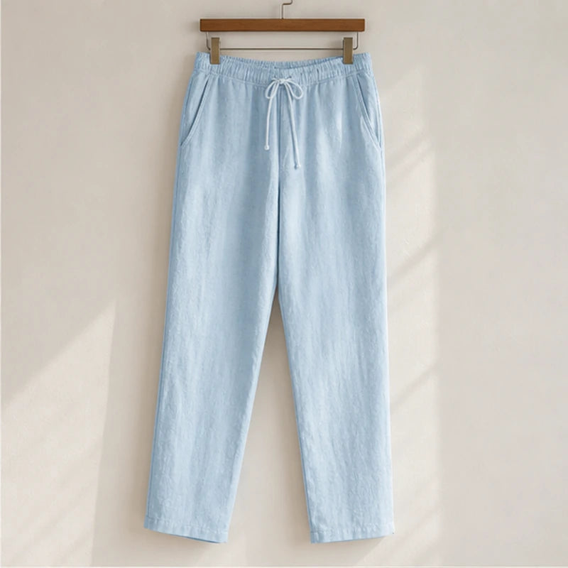 Pablo Lightweight Linen Trousers - Light Blue - relaxed fit - Hendlys - Image 5